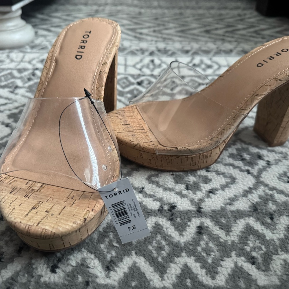 Torrid Women's Clear and Tan Heeled Sandals